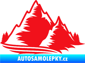 Samolepka Krajina hory 003 pravá červená