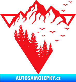 Samolepka Krajina hory 042 pravá magický trojúhelník červená