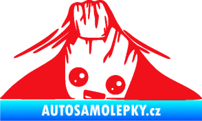 Samolepka Kuk 007 pravá Groot vykukuje červená