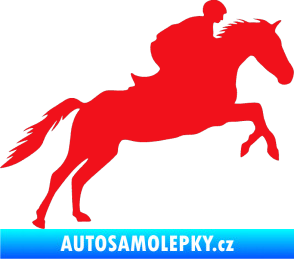 Samolepka Kůň 019 pravá jezdec v sedle červená