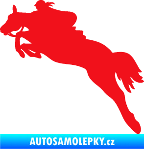 Samolepka Kůň 084 levá s jezdkyní červená