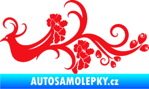 Samolepka Květina dekor 014 levá páv červená