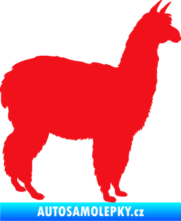 Samolepka Lama 002 pravá alpaka červená
