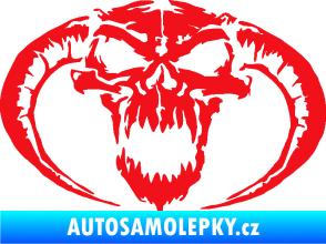 Samolepka Lebka 027 pravá se zahnutými rohy červená