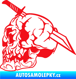 Samolepka Lebka 031 levá probodnutá nožem červená