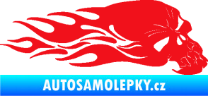 Samolepka Lebka 050 pravá v plamenech červená