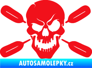 Samolepka Lebka 053 levá s pádly červená