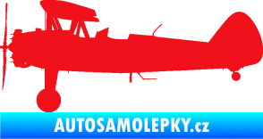 Samolepka Letadlo 020 levá Boeing Stearman model 75 biplane červená