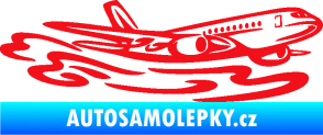 Samolepka Letadlo 026 pravá v oblacích červená