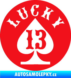Samolepka Lucky 13 šťastná třináctka červená