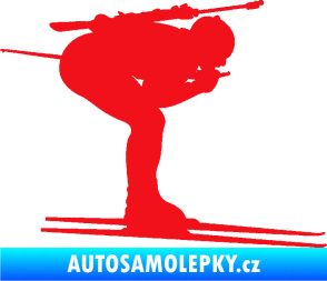 Samolepka Lyžař 028 pravá - biatlon červená