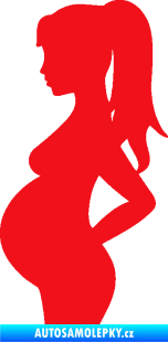 Samolepka Maminka v autě 002 levá silueta těhulka červená