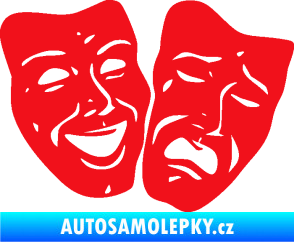 Samolepka Masky tváře 001 pravá veselý a smutný červená