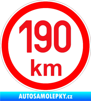 Samolepka Maximální rychlost 190km - nejvyšší konstrukční rychlost červená