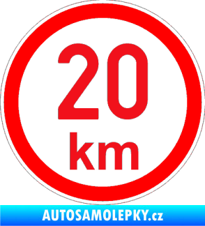 Samolepka Maximální rychlost 20km - nejvyšší konstrukční rychlost červená