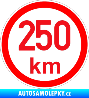 Samolepka Maximální rychlost 250km - nejvyšší konstrukční rychlost červená