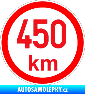 Samolepka Maximální rychlost 450km - nejvyšší konstrukční rychlost červená