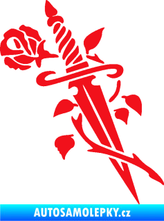 Samolepka Meč s růží pravá červená