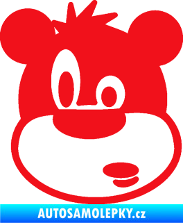 Samolepka Medvěd 003 levá kreslená hlava červená