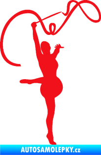 Samolepka Moderní gymnastika 003 pravá gymnastka se stuhou červená