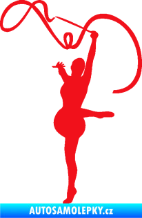 Samolepka Moderní gymnastika 003 levá gymnastka se stuhou červená
