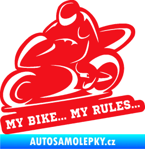 Samolepka Motorkář 012 levá s textem červená
