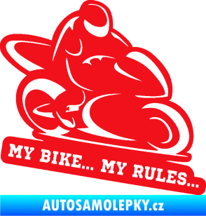Samolepka Motorkář 012 pravá s textem červená