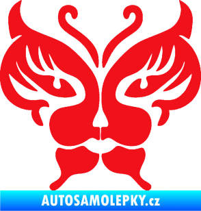 Samolepka Motýl 016 kočičí obličej červená