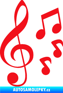 Samolepka Music noty a houslový klíč 002 červená