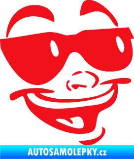 Samolepka Obličej 005 pravá veselý s brýlemi červená