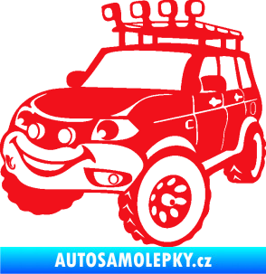 Samolepka Off Road 005 levá veselé autíčko červená