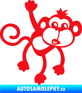 Samolepka Opice 005 pravá visí za ruku červená