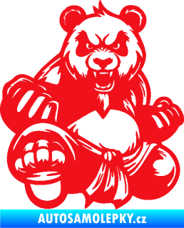 Samolepka Panda 012 levá Kung Fu bojovník červená