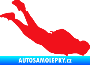 Samolepka Parašutista 003 pravá skok z letadla červená