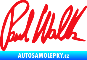 Samolepka Paul Walker 002 podpis červená