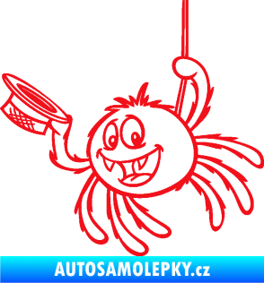Samolepka Pavouk 022 levá s kloboučkem červená