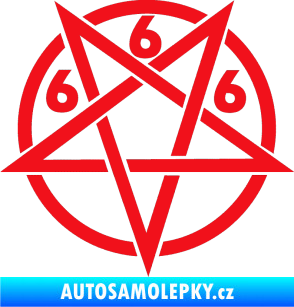 Samolepka Pentagram 666 červená