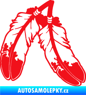 Samolepka Peříčka 003 pravá indiánský motiv červená