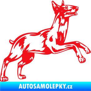 Samolepka Pes 015 pravá Bulteriér červená