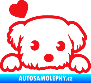 Samolepka Pes 057 levá se srdíčkem červená