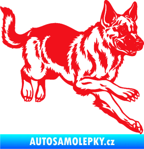 Samolepka Pes 124 pravá  německý ovčák  červená