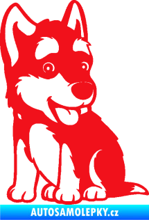 Samolepka Pes 195 levá Husky štěňátko červená