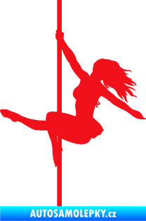 Samolepka Pole dance 001 levá tanec na tyči červená