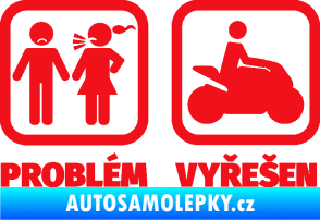 Samolepka Problém? Vyřešen 005 motorkář červená