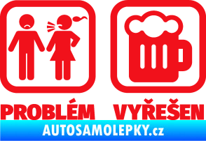Samolepka Problém? Vyřešen 008 na pivo červená