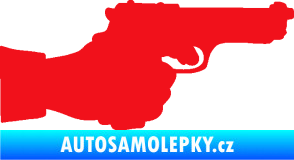 Samolepka Ruka s pistolí 001 pravá ruce vzhůru červená