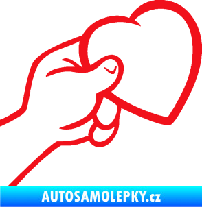 Samolepka Ruka se srdíčkem pravá červená