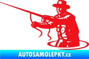 Samolepka Rybář 015 levá s udicí červená