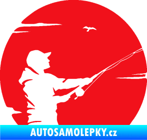 Samolepka Rybář 022 pravá červená