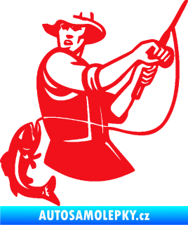 Samolepka Rybář 024 levá úlovek červená